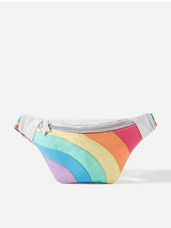 front image of accessorize-girls-rainbow-stripe-belt-bag-multi