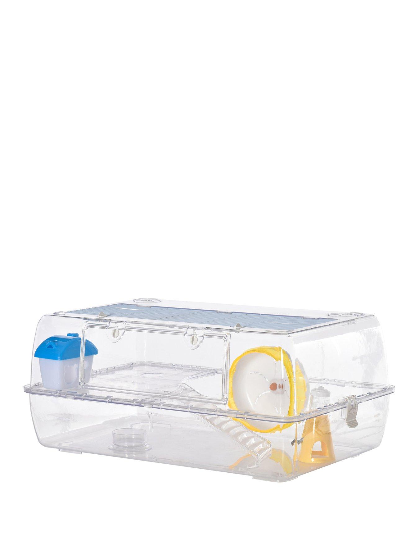 PawHut Portable 2 Storey Small animal Cage with Running Wheel Drinker Feeding Bowl