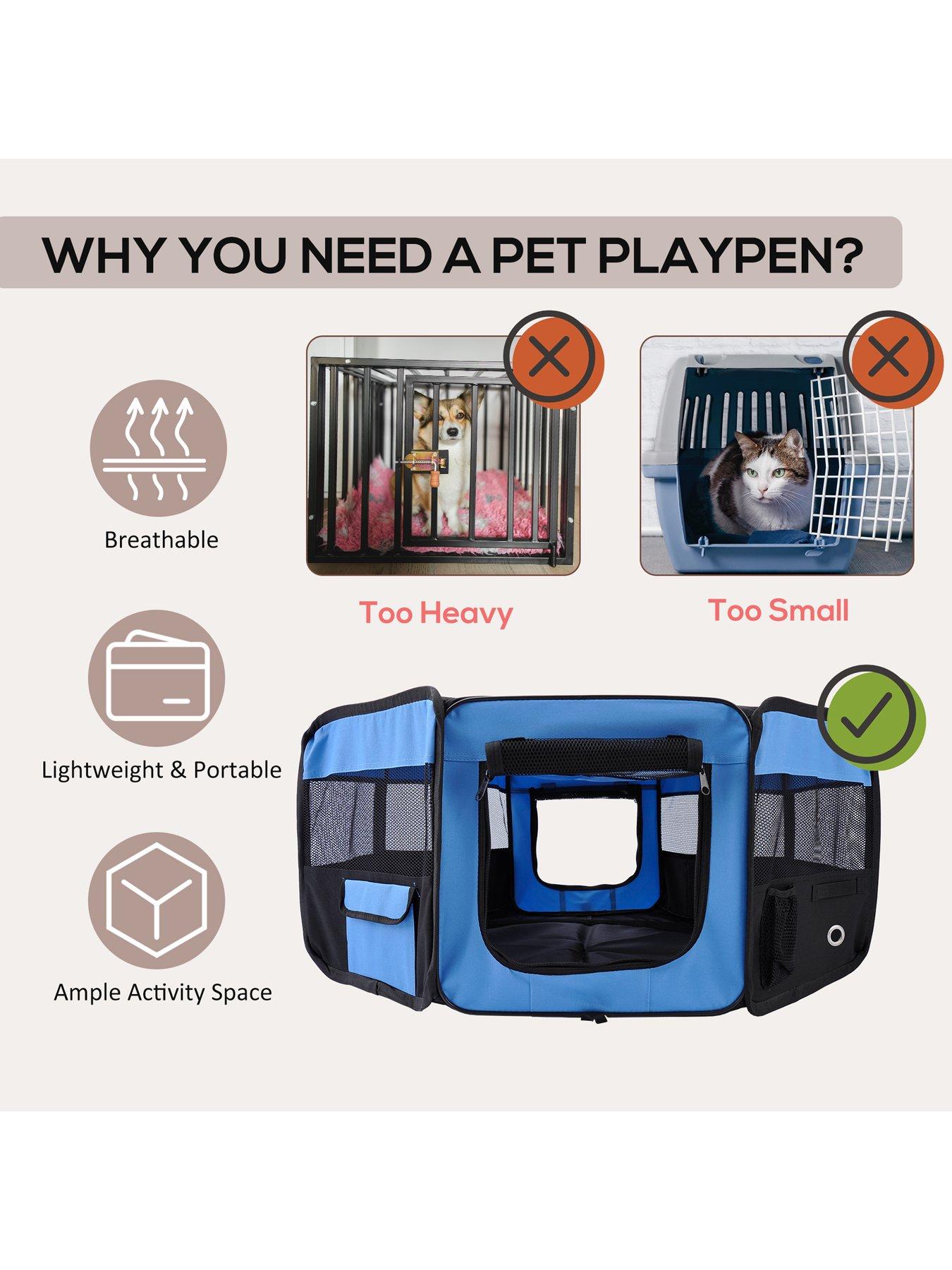  image of pawhut-homcom-fabric-pet-dog-playpen-37cm-x-37cm-x-95cm