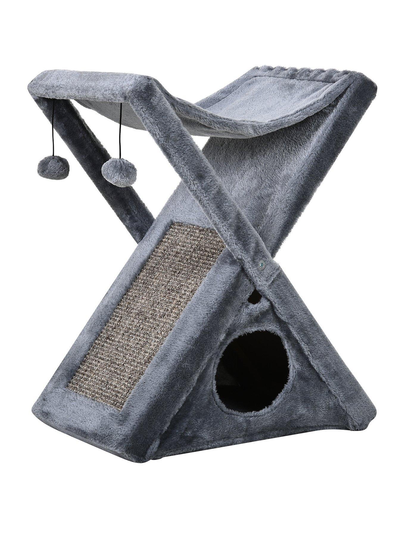 undefined Two Tier Cat Tree Tower Scratching Post, 50L x 32W x 65Hcm