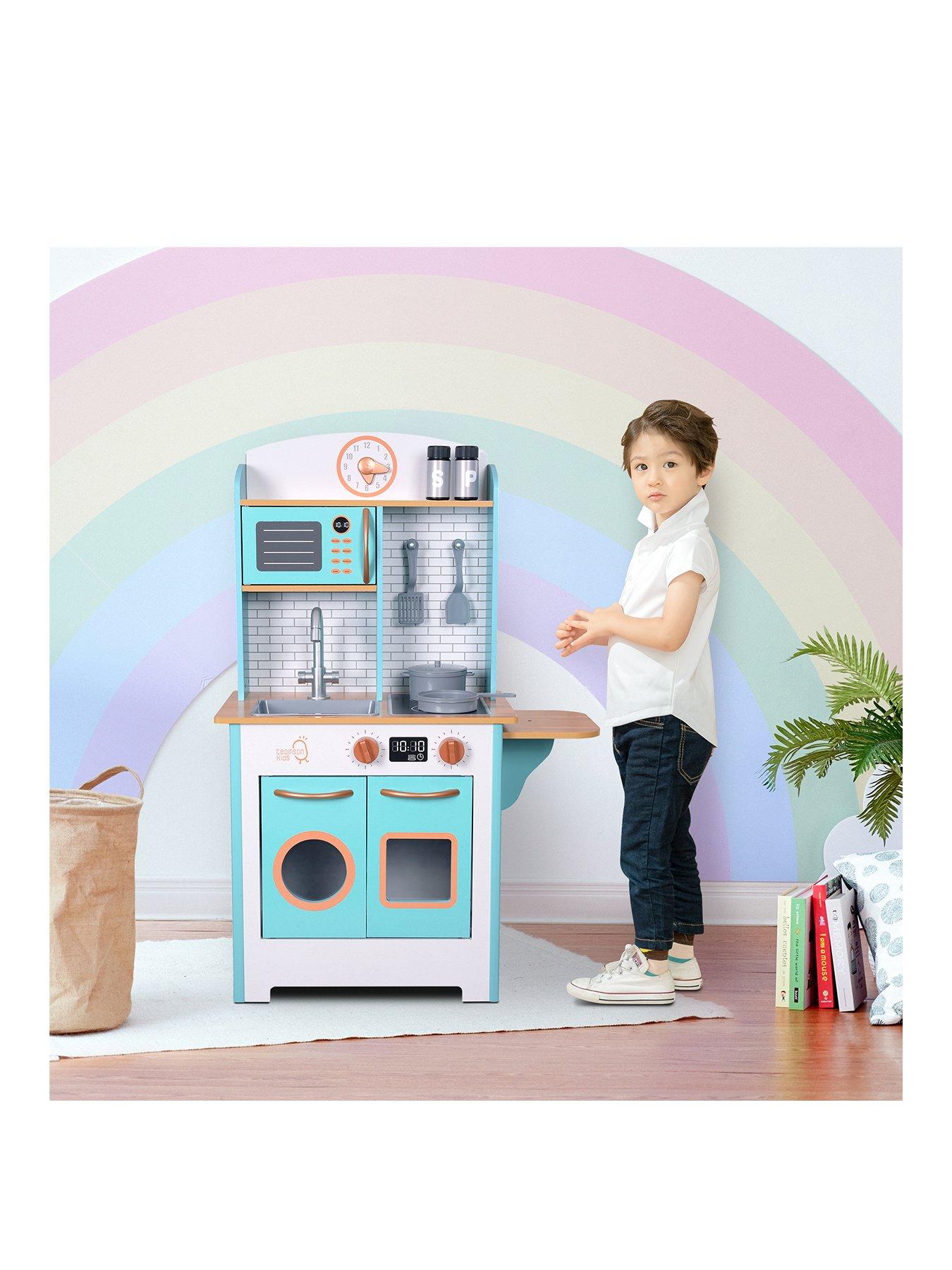 Image 1 of 6 of Teamson Kids Little Chef Santos Retro Play Kitchen - Petrol/wood