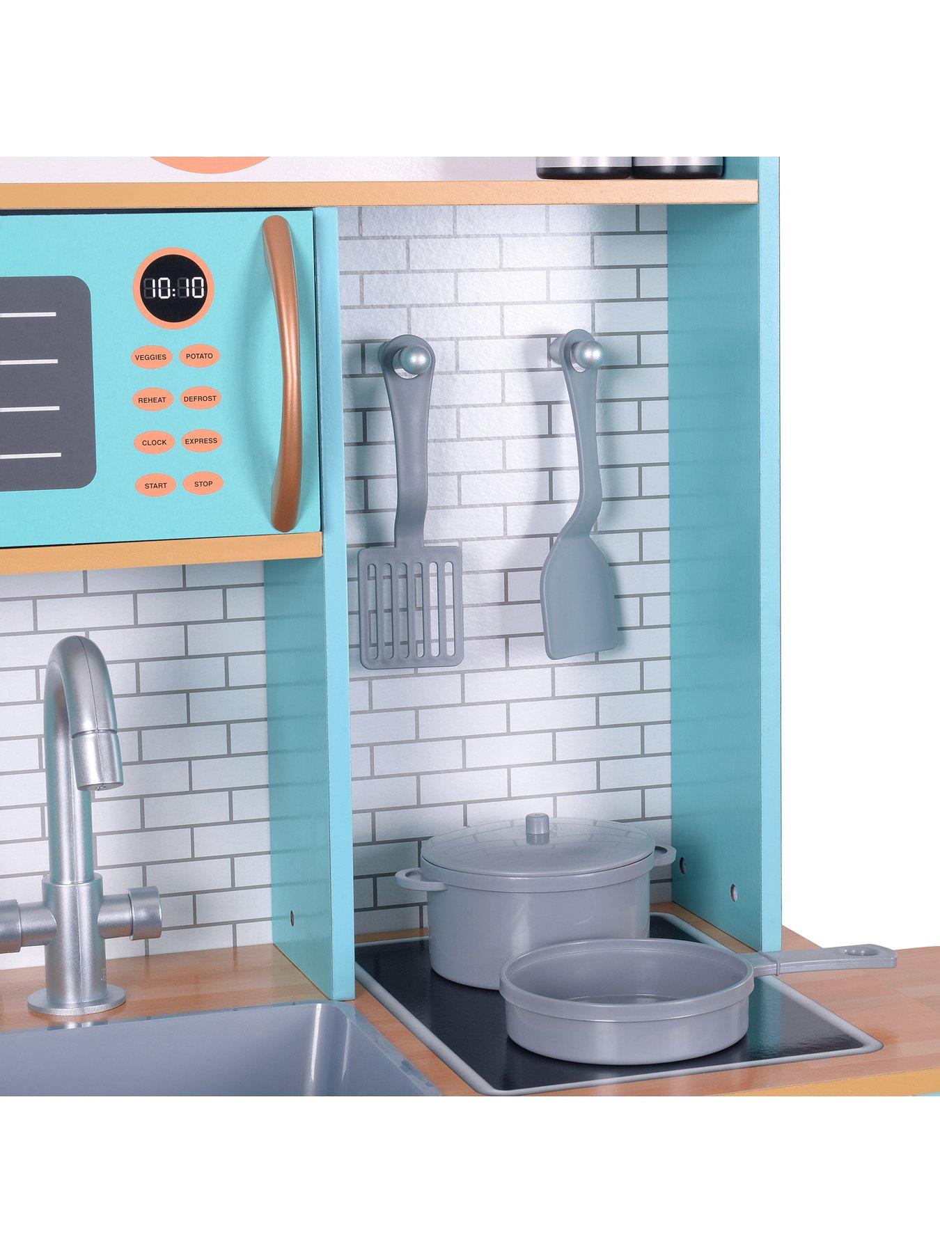 Image 4 of 6 of Teamson Kids Little Chef Santos Retro Play Kitchen - Petrol/wood