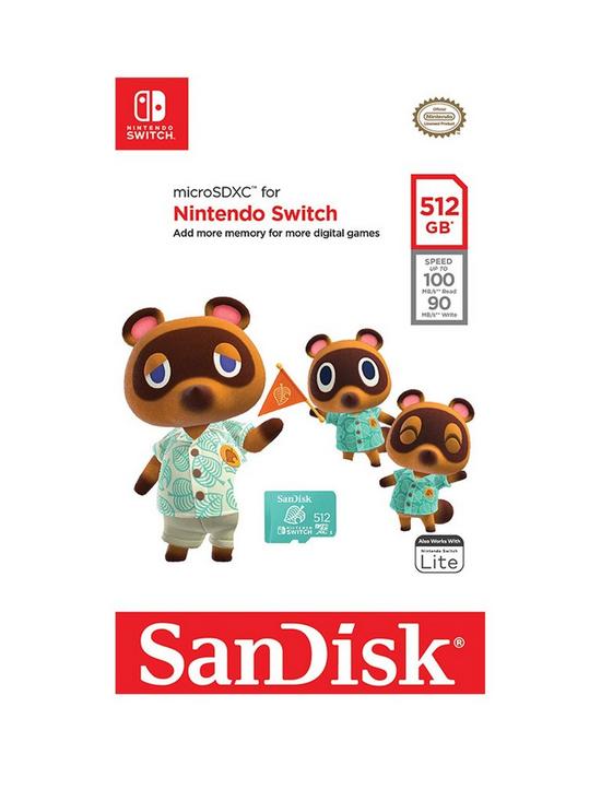front image of sandisk-512gb-microsdxc-uhs-i-card-for-nintendo-switch