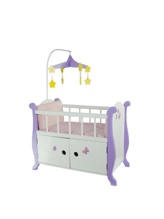 front image of teamson-kids-olivias-little-world-little-princess-baby-doll-nursery-bed-with-cabinet