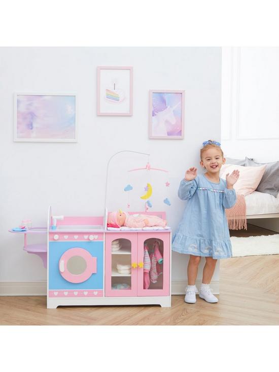 front image of teamson-kids-olivias-little-world-olivias-classic-6-in-1-baby-doll-changing-station-with-storage-pink-purple