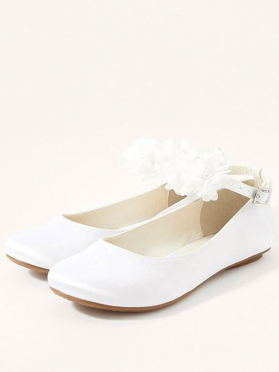 front image of monsoon-girls-satin-corsage-ankle-strap-ballerinanbspshoes-white