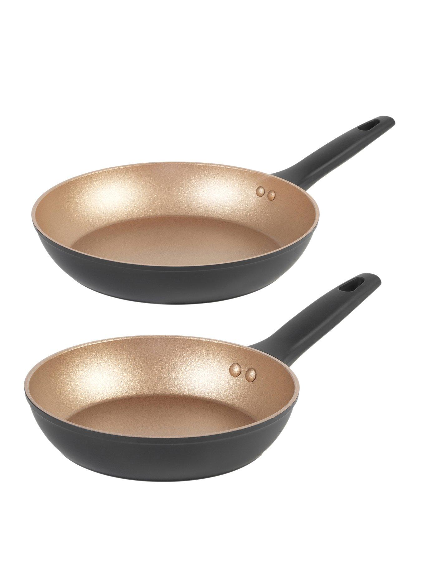 Tower Linear 2pc 24/28cm Rose Gold White Stainless Steel Frypan Frying Pan Set 