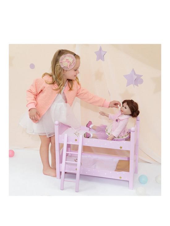 front image of teamson-kids-olivias-little-world-doll-twinkle-stars-double-bunk-bed