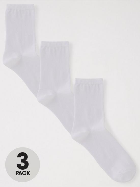 front image of everyday-3-pack-ankle-socks-white