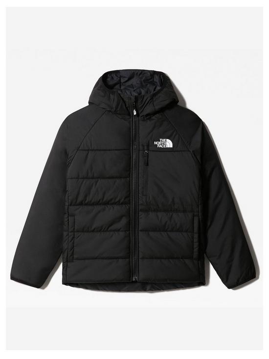 front image of the-north-face-boys-reversible-perrito-jacket-blackgrey
