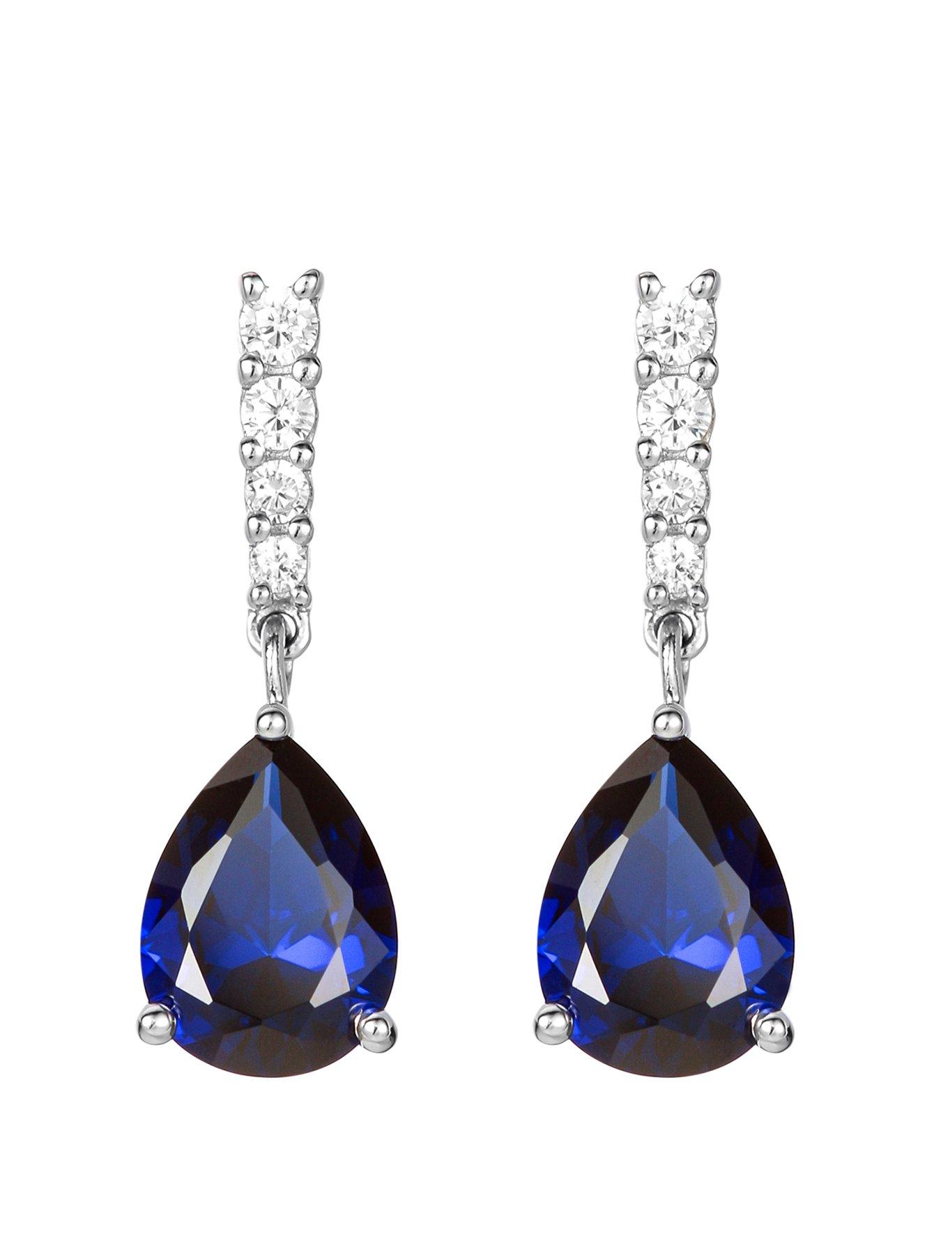 the-love-collection-9ct-white-gold-created-sapphire-and-014ct-diamond-earrings