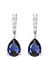  image of love-gem-9ct-white-gold-created-sapphire-and-014ct-diamond-earrings