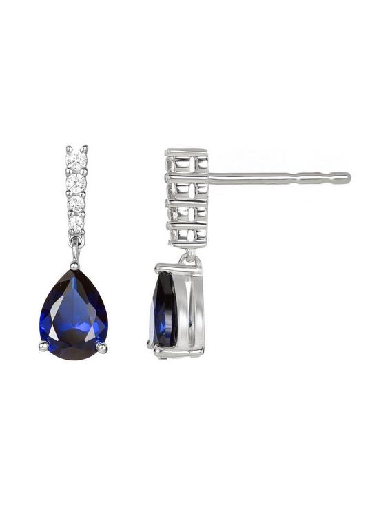 back image of love-gem-9ct-white-gold-created-sapphire-and-014ct-diamond-earrings