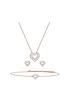  image of evoke-sterling-silver-rose-gold-plated-crystal-heart-pendant-earrings-bracelet-set