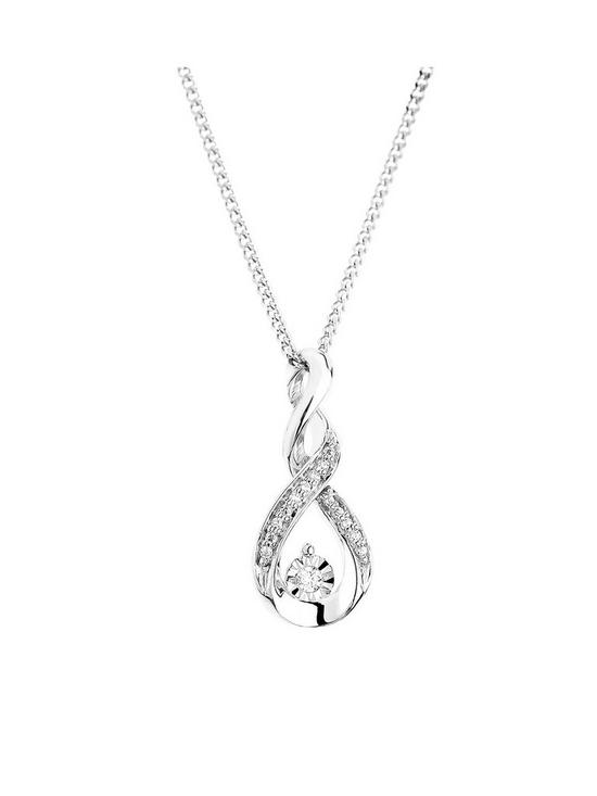 front image of love-diamond-9ct-white-gold-010ct-diamond-twist-necklace-18-inches