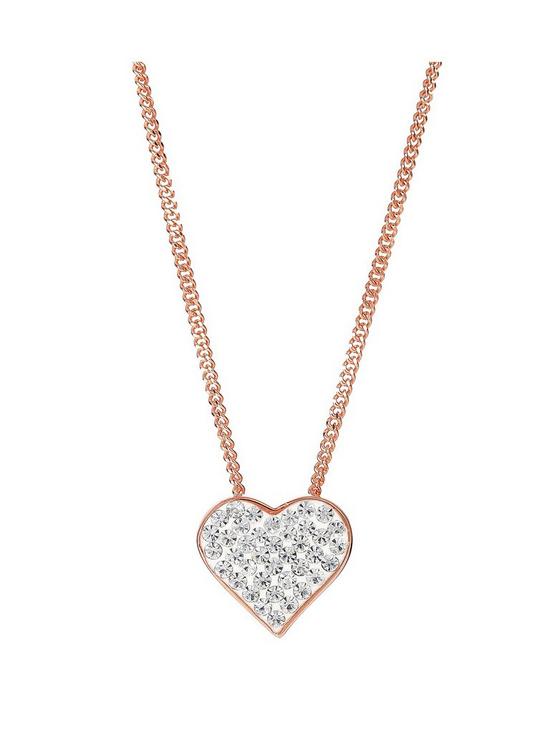 front image of evoke-sterling-silver-rose-gold-plated-crystal-pendant-necklace-18-inches