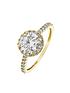  image of love-gold-9ct-yellow-gold-7mm-cubic-zirconia-halo-cluster-shoulder-ring