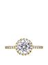  image of love-gold-9ct-yellow-gold-7mm-cubic-zirconia-halo-cluster-shoulder-ring