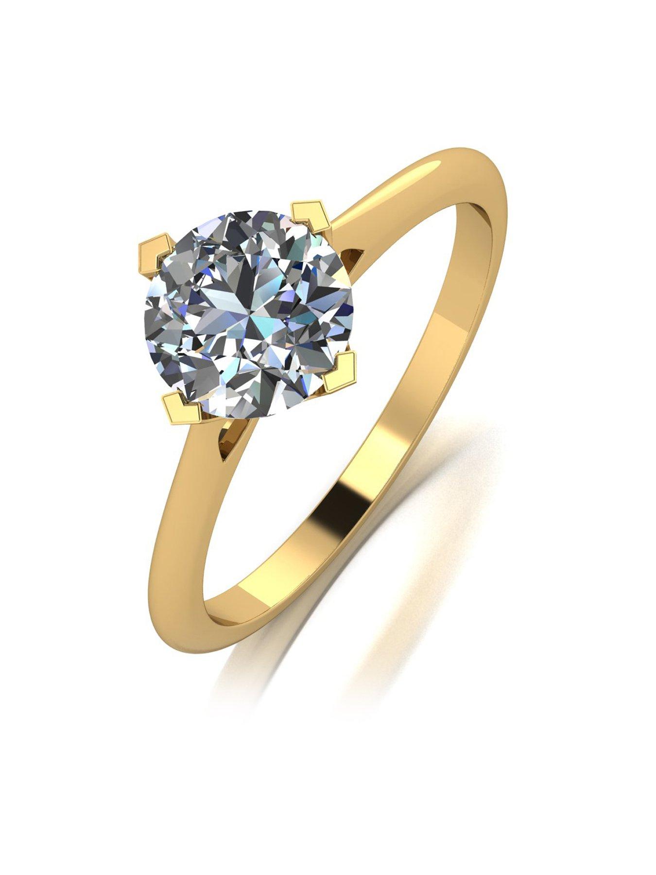 Moissanite 9ct Yellow Gold 1.25ct Eq Solitaire Ring 