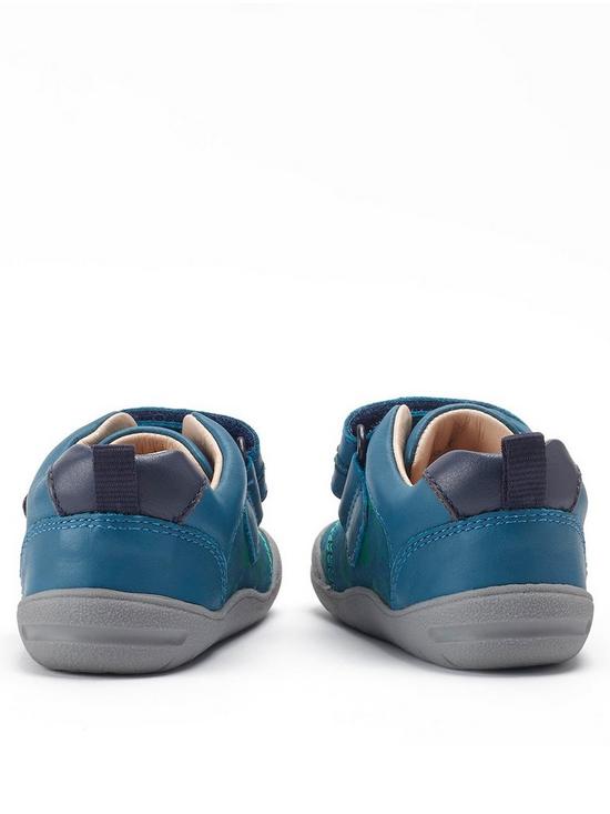 stillFront image of start-rite-footprint-boys-blue-dinosaur-print-soft-leather-easy-riptape-trainer-shoes-blue