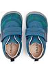  image of start-rite-footprint-boys-blue-dinosaur-print-soft-leather-easy-riptape-trainer-shoes-blue