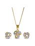  image of love-gold-9ct-yellow-gold-knot-stud-earring-pendant-set