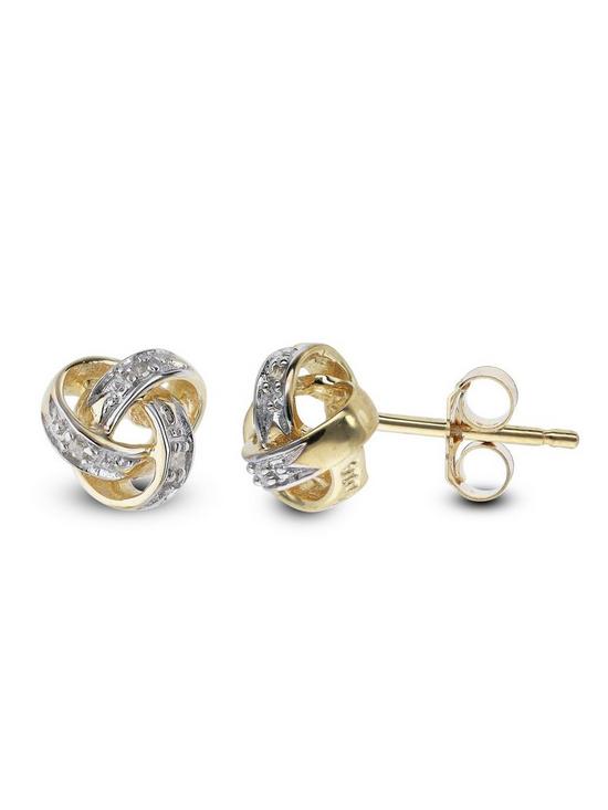 stillFront image of love-gold-9ct-yellow-gold-knot-stud-earring-pendant-set