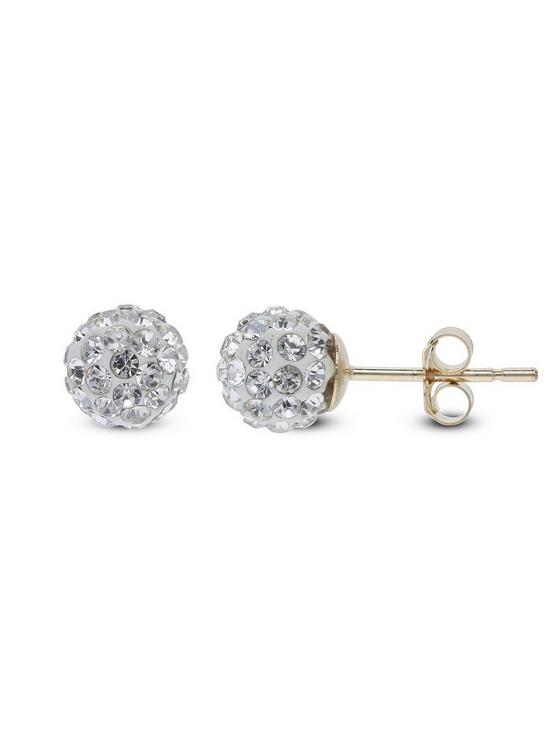 stillFront image of love-gold-9ct-gold-8mm-crystal-glitz-ball-pend-earring-set-18-trace