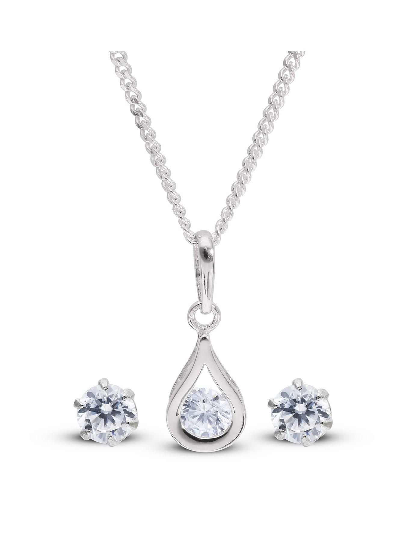 love-gold-9ct-white-gold-cubic-zirconia-3mm-pendant-earring-set