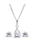 image of love-gold-9ct-white-gold-cubic-zirconia-3mm-pendant-earring-set