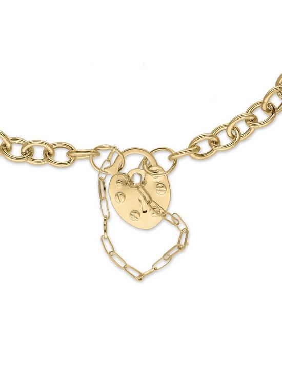 stillFront image of love-gold-9ct-gold-curb-padlock-bracelet