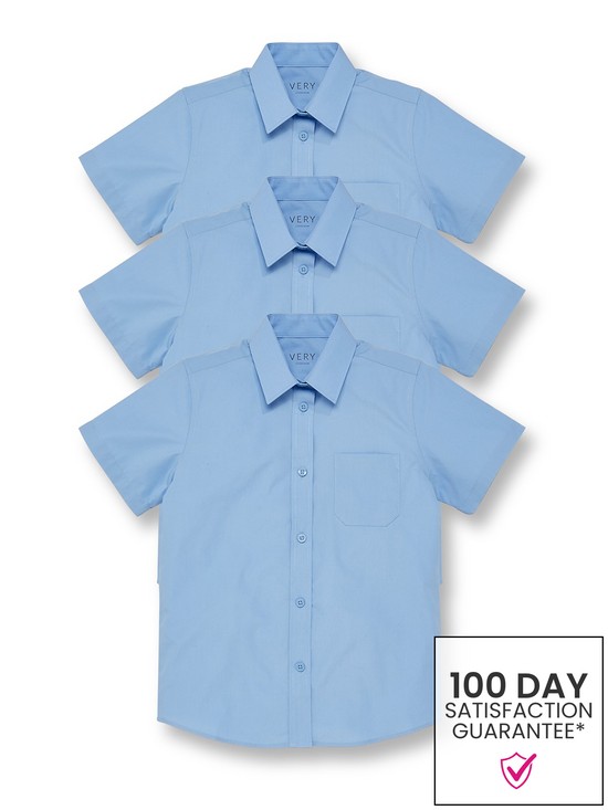 stillFront image of everyday-girlsnbsppolyester-short-sleeve-blouses-3-packnbsp--blue