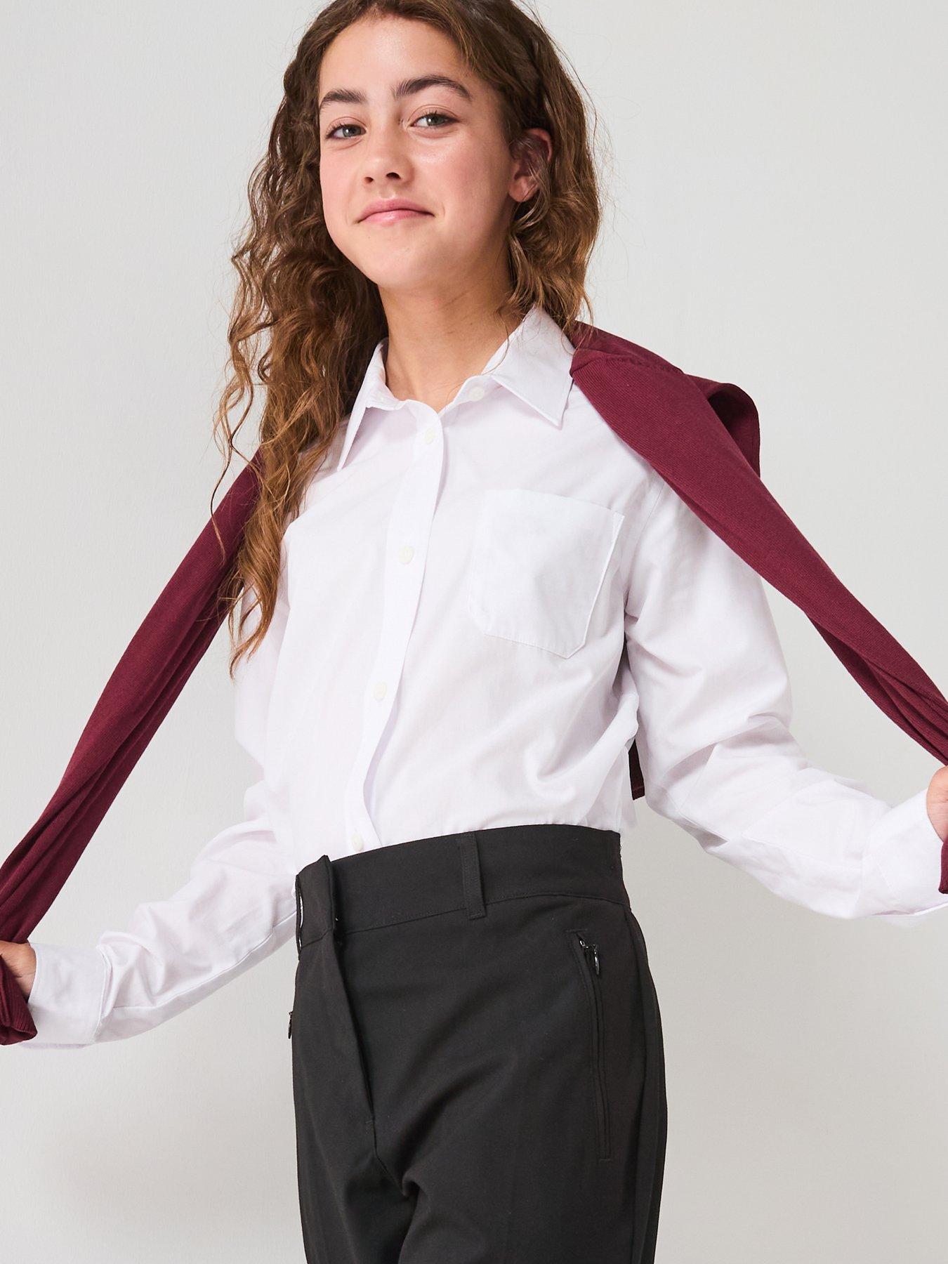 Image 6 of 6 of The Very Collection Girls 3 Pack&nbsp;Long Sleeve Blouses - White