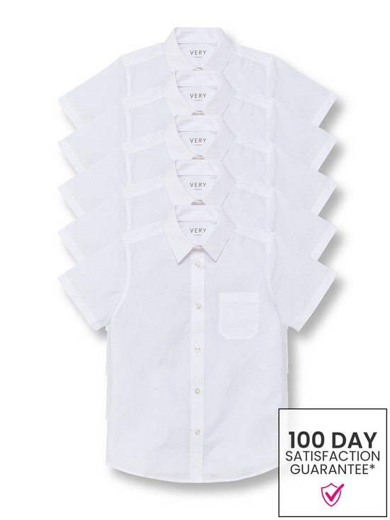 stillFront image of everyday-boysnbspshort-sleeve-schoolnbspshirts-5-packnbsp--white