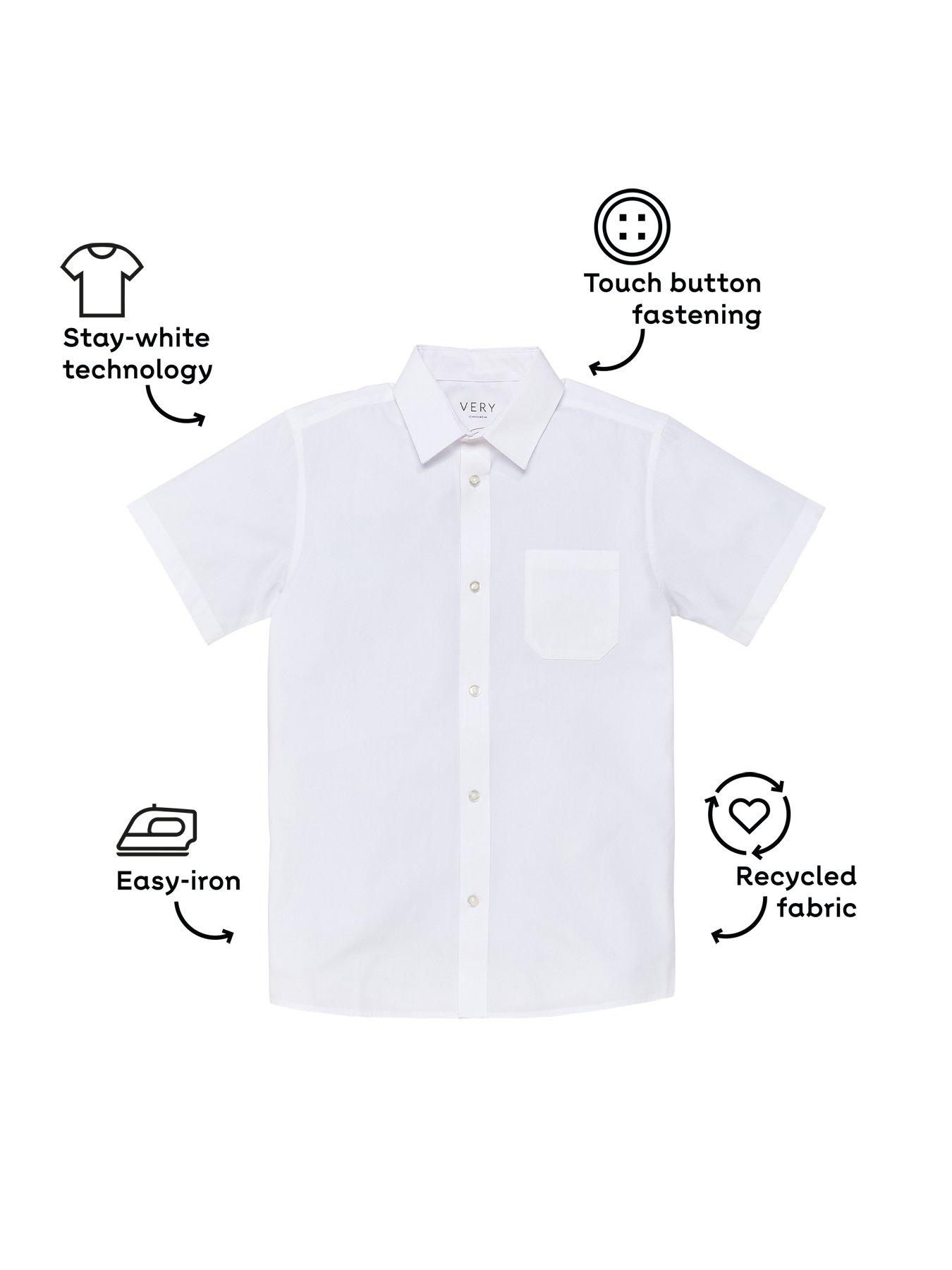 Image 4 of 6 of The Very Collection Boys 3 Pack Slim Fit Easy-Iron School Shirts - White