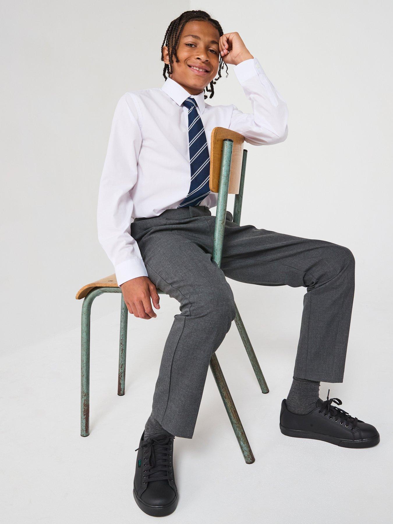 The Very Collection Boys 3 Pack Slim Fit Long Sleeve Shirt - White