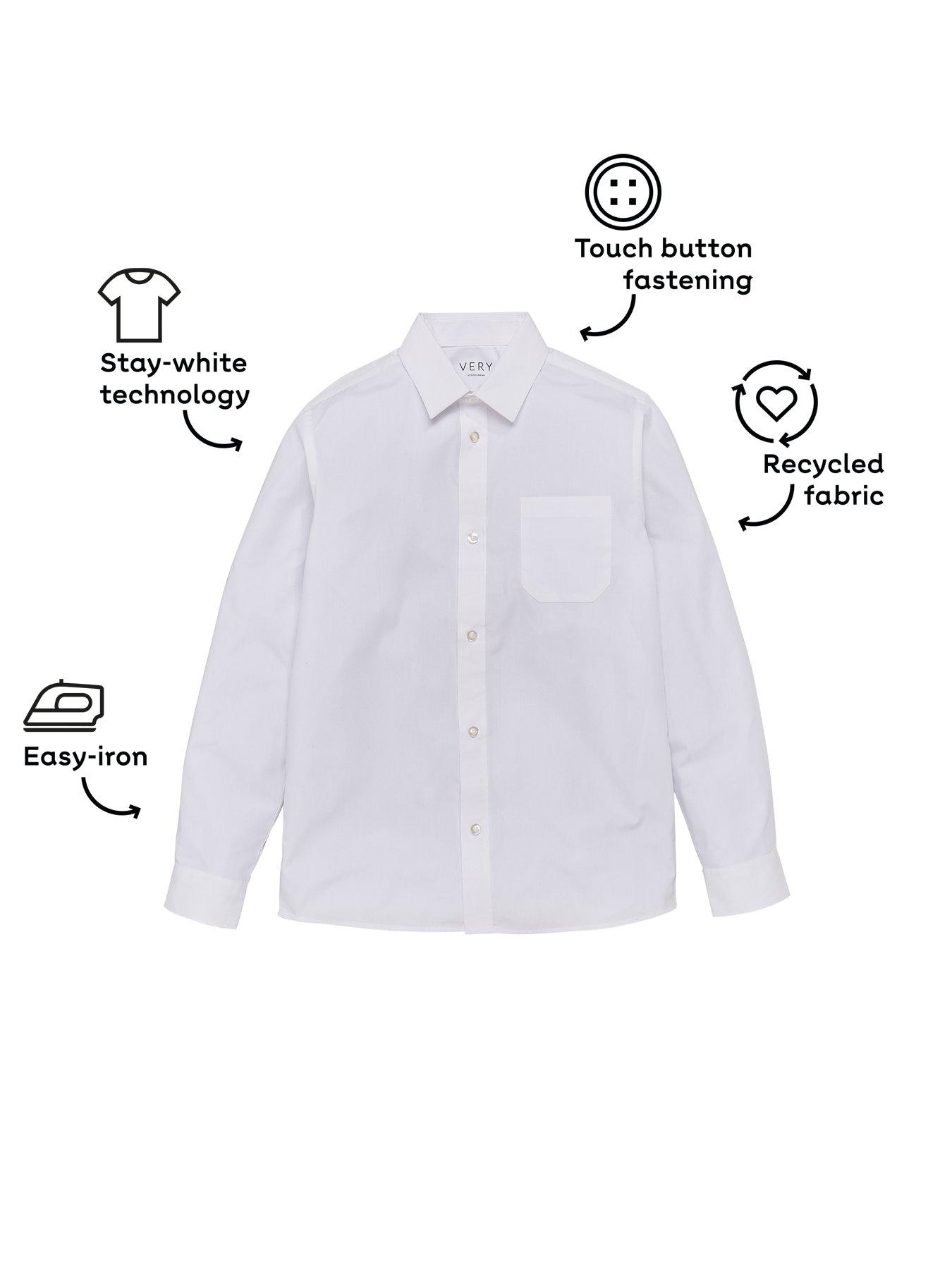 Image 4 of 6 of The Very Collection Boys 3 Pack Slim Fit Easy-Iron Shirts - White