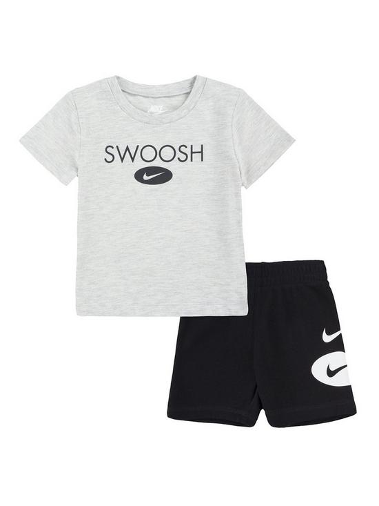 front image of nike-infant-boys-nswnbspswoosh-t-shirt-amp-shorts-set-black