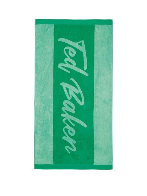 ted-baker-branded-towels-beach-green