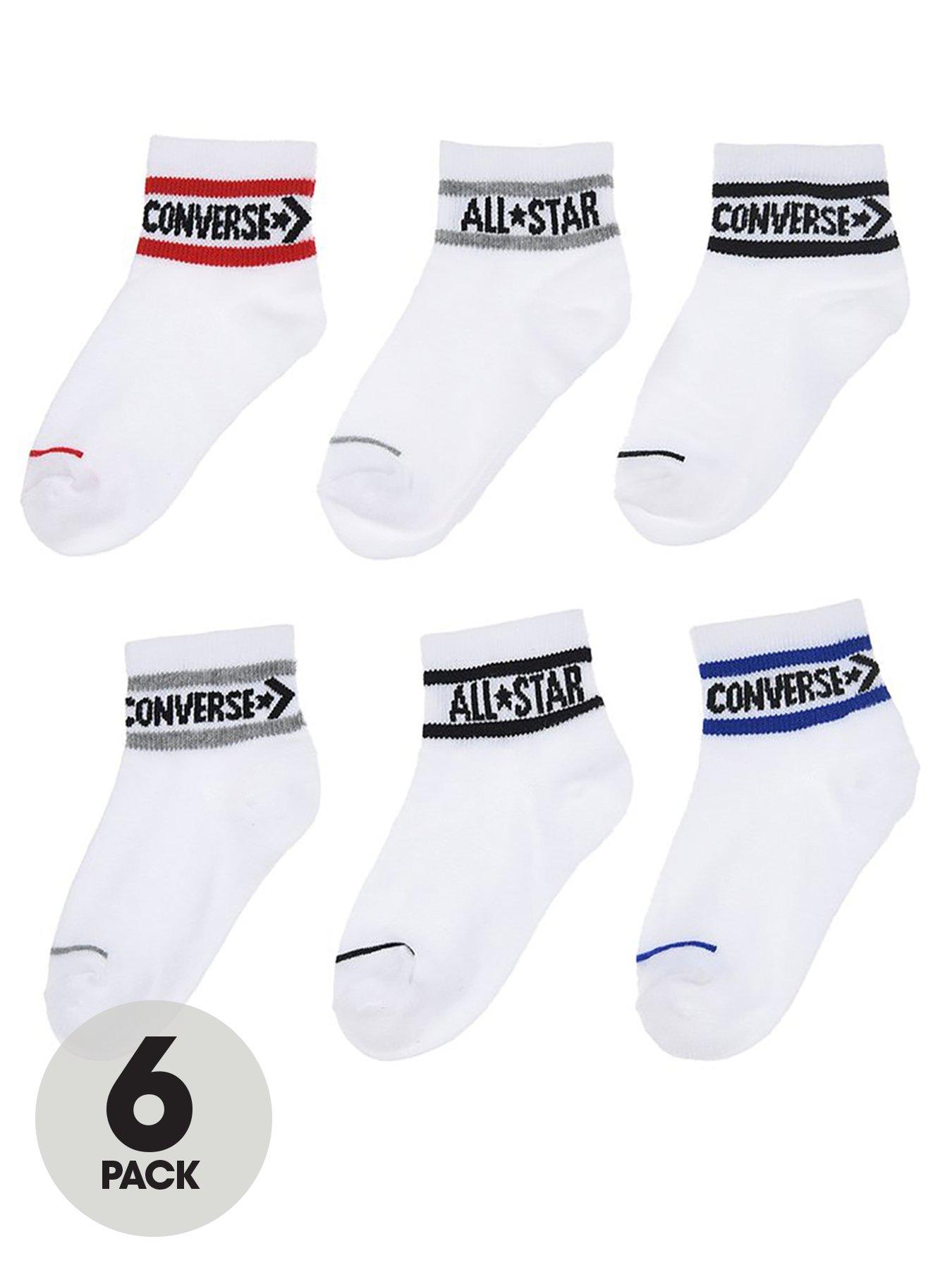 Converse Younger Kids Wordmark Ankle 6pk Socks - White