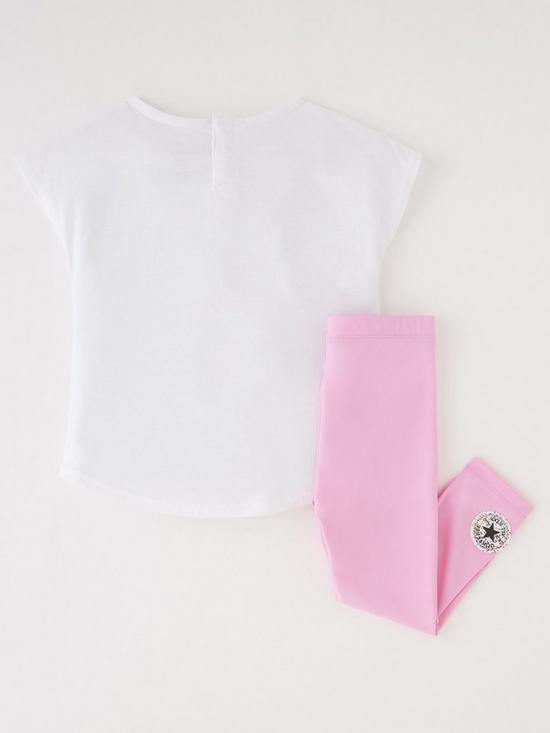 back image of converse-infant-girls-sequin-shine-legging-set-pink