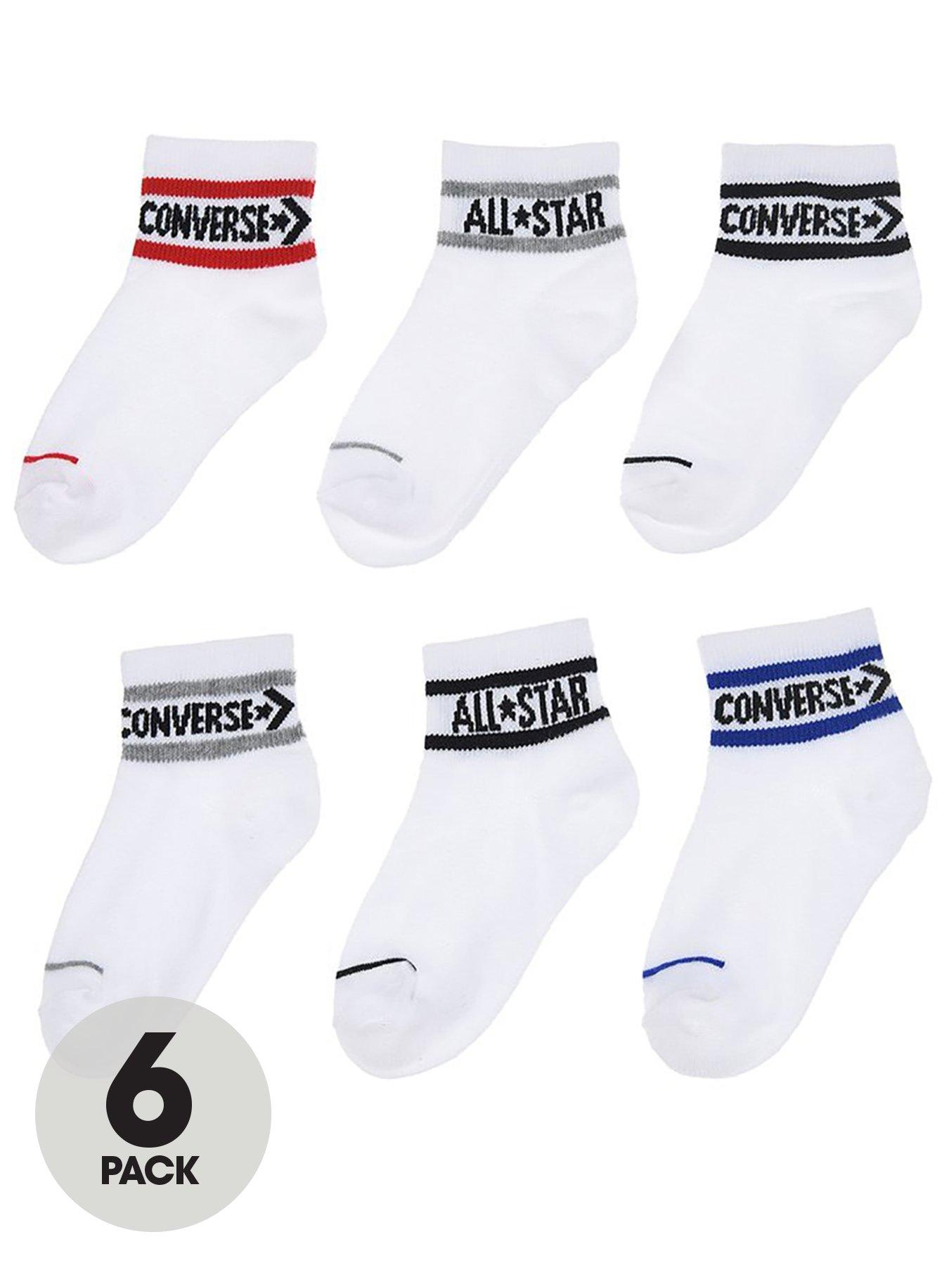 Image 1 of 1 of Converse Older Kids Wordmark Ankle 6Pk Socks - White