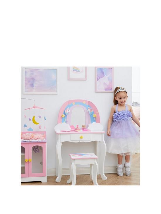 front image of teamson-kids-fantasy-fields-little-dreamer-kidsnbspvanity-table-and-stoolnbspset