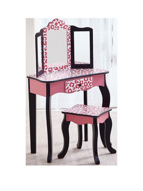 teamson-kids-fantasy-fields-leopard-print-vanity-table-stool-and-mirrornbspset