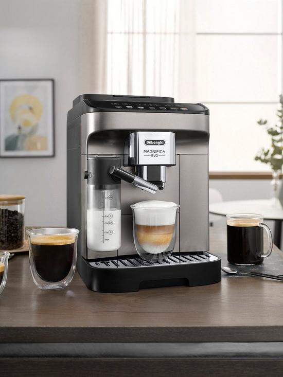 stillFront image of delonghi-magnifica-evo-automatic-bean-to-cup-coffee-machine-with-auto-milk-ecam29081tb