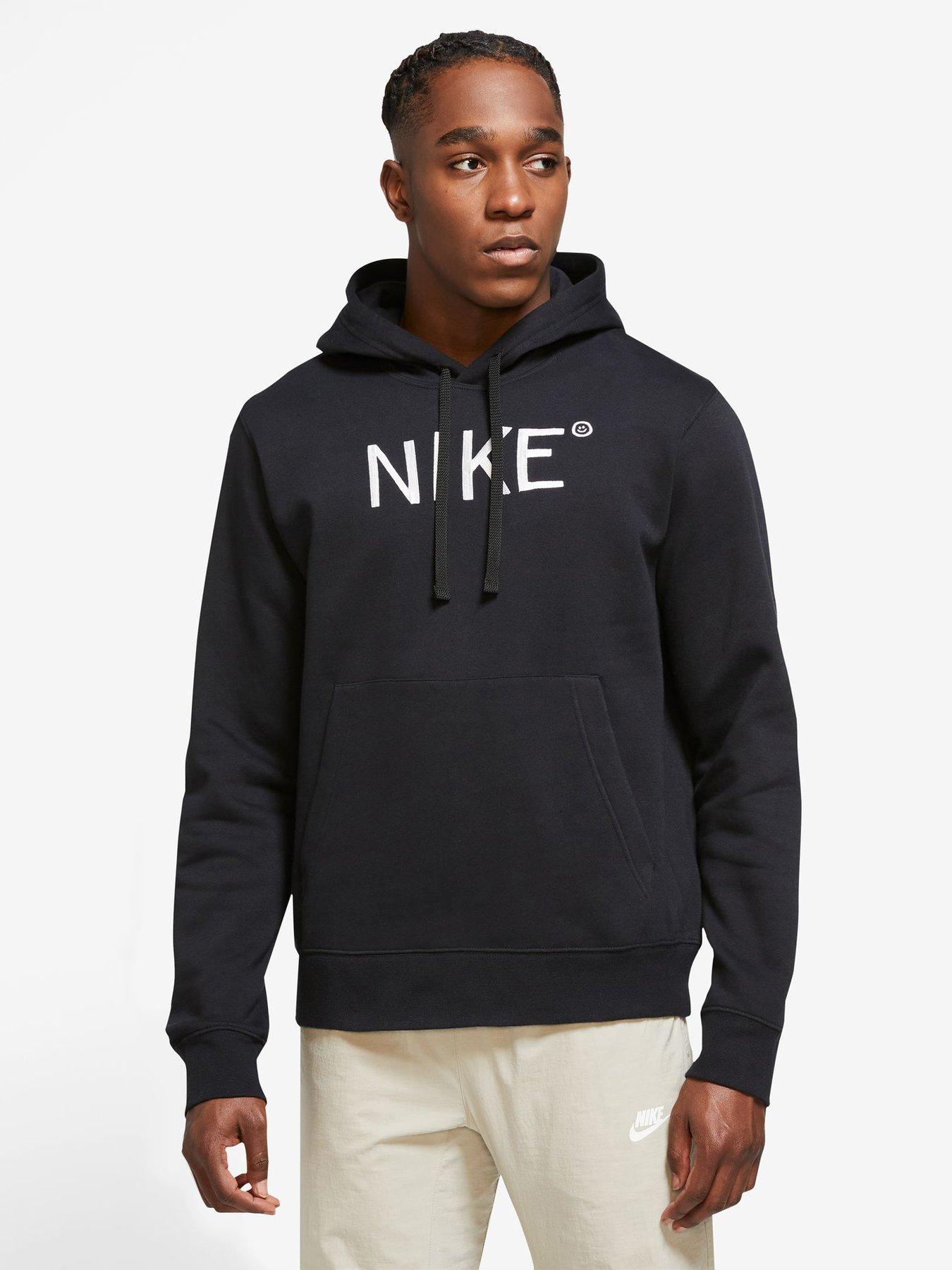 Nike NSW HBR Fleece Pullover Hoodie - Black/White | littlewoods.com