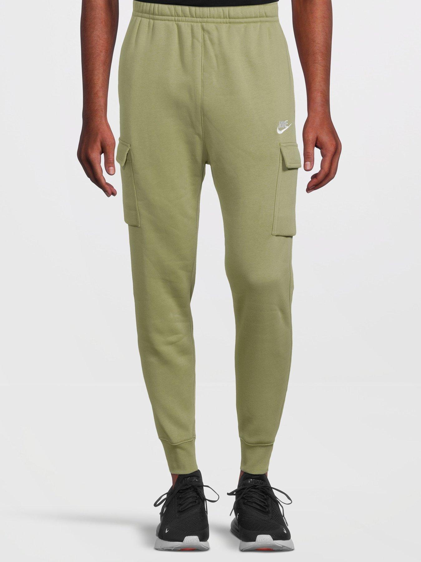 front image of nike-nsw-club-fleece-cargo-joggers-greenwhite