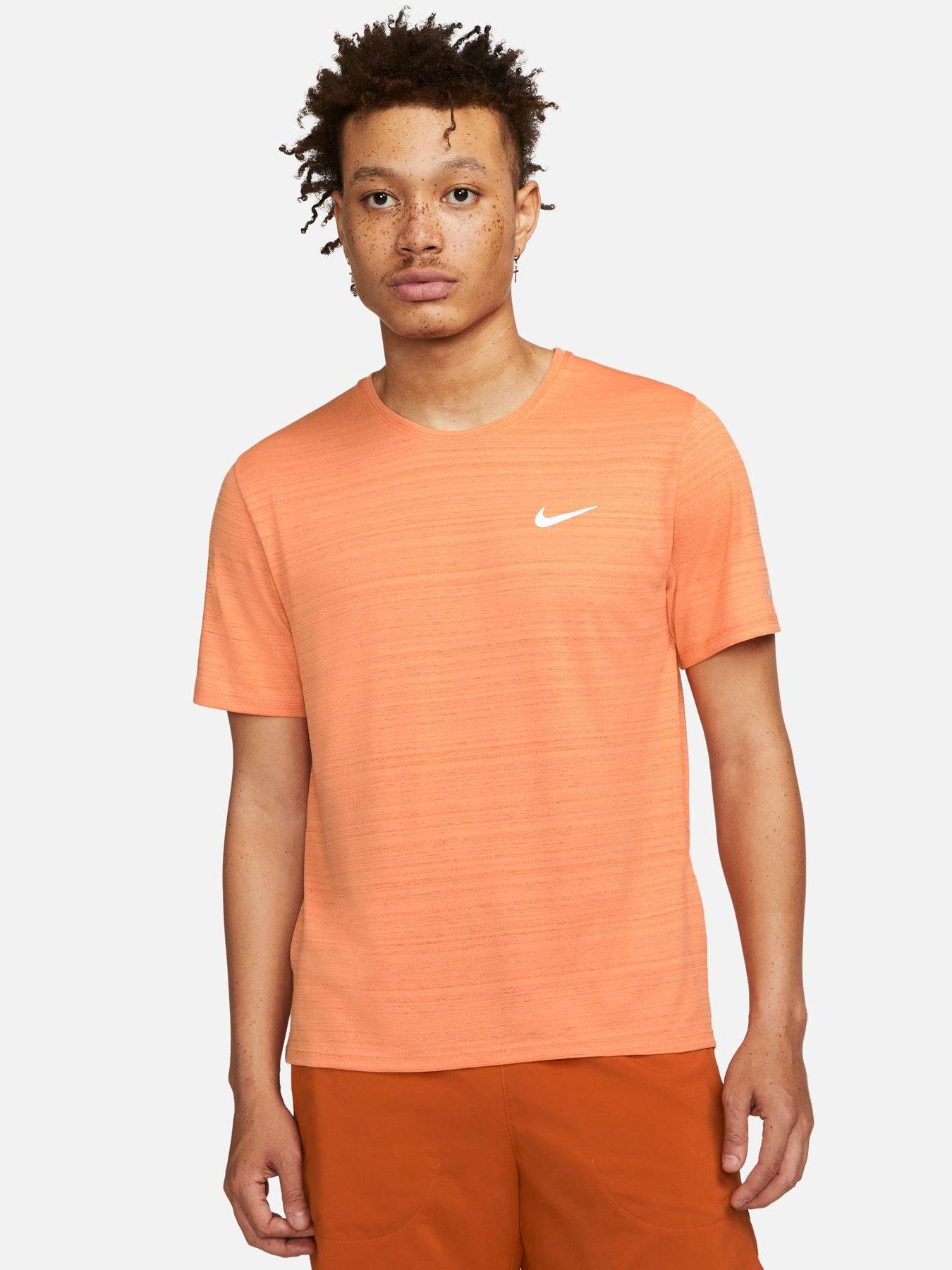 Hiel volgens Vervormen Nike Run Dry Fit Miler T-Shirt - Orange | littlewoods.com