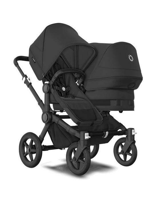 front image of bugaboo-donkey5-duo-extension-complete-pushchairnbspmidnight-black