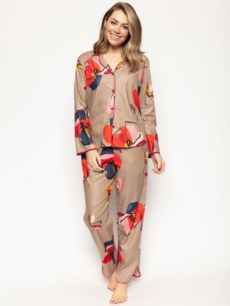 cyberjammies-taupe-floral-print-cotton-pyjamas